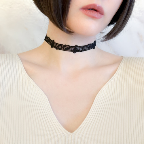 The Sound of Music：音符の黒レースのチョーカー SV603
