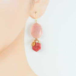 ピンクオパール　チューライト　耳飾り 3枚目の画像