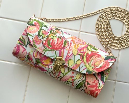 未使用⭐︎花柄 長財布 ショルダーストラップ付き Painted Desert Printemps 軽やかショルダーバッグ 長財布ショルダー