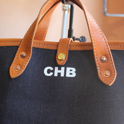 【2way】デニムと本革のミニトート　ショルダー対応　トートバッグ　ランチトート　デニムトート　本革　肩掛け 4枚目の画像