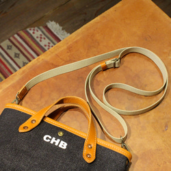 【2way】デニムと本革のミニトート　ショルダー対応　トートバッグ　ランチトート　デニムトート　本革　肩掛け 11枚目の画像