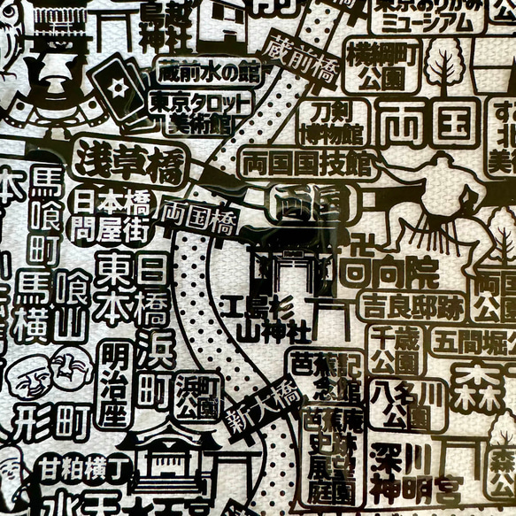 東京カオストートマップ　キャンバス&PVCのコンビ　ランチトート 7枚目の画像