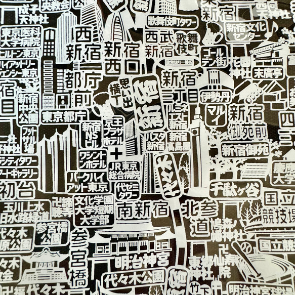 東京カオストートマップ　キャンバス&PVCのコンビ　ランチトート 8枚目の画像
