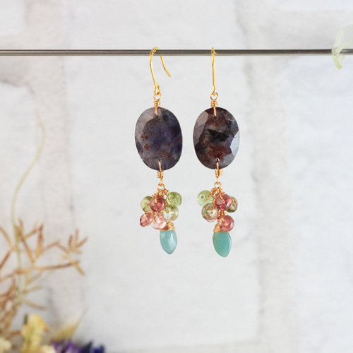 希少　高品質　ブラッドショットアイオライトサンストーン　パーム　握り石　キラキラ 希少 高品質 ブラッドショットアイオライトサンストーン パーム