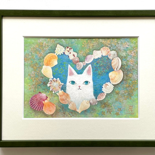 ねこと貝殻 (原画) 絵画 atelier HASU 通販 17664878｜Creema