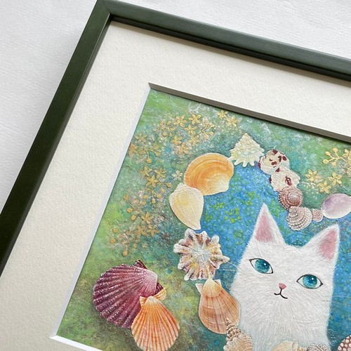ねこと貝殻 (原画) 絵画 atelier HASU 通販 17664878｜Creema