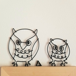 ワイヤーアート 壁飾り フクロウ 【親子セット】 飾り 壁面 ワイヤー