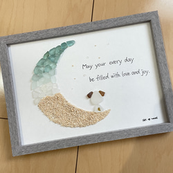 【 Milky Way 】シーグラス　シーグラスアート　イラスト　猫　銀河　牛 Milky Way 】シーグラス シーグラスアート イラスト 猫 銀河 牛
