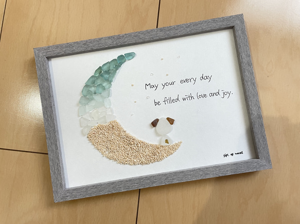 ꫛꫀꪝ✧‧˚シーグラスアート「サラブレッド」 手書きデザイン お祝い