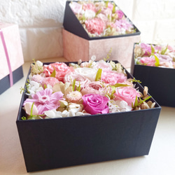 ★アロマ付き♡プリザ薔薇入り「Box Arrangement -rose-」ピンク系 11枚目の画像