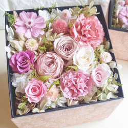 ★アロマ付き♡プリザ薔薇入り「Box Arrangement -rose-」ピンク系 9枚目の画像