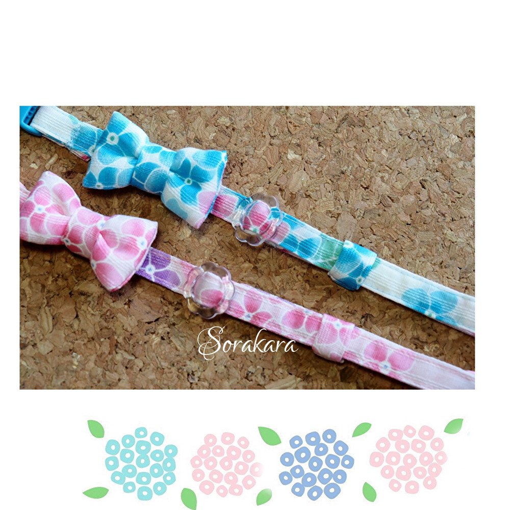 紫陽花柄(ブルー①)わんちゃん猫ちゃん用首輪交渉中☆電動