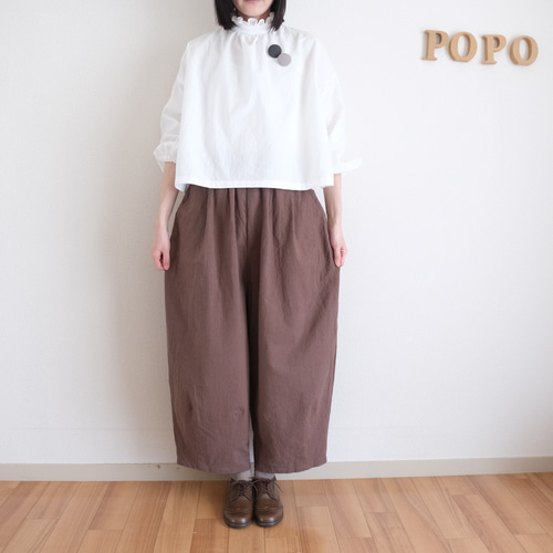 コクーンワイドパンツ しわ加工 キュロット・ワイドパンツ POPO 通販 