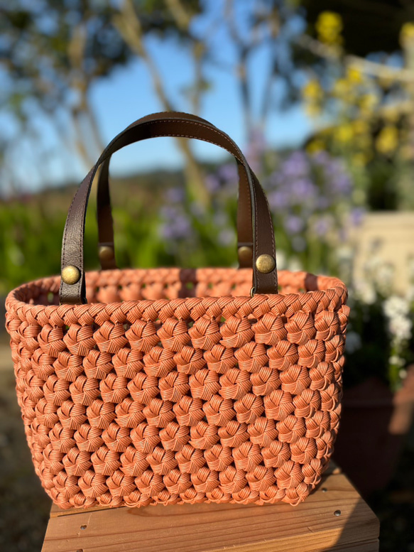 大サイズ ライトチョコ山葡萄風 クラフトバンド花結び クラフトテープ