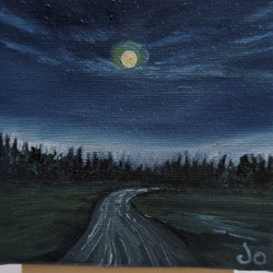 【純手繪油畫】月光照亮了一條漫長的路 第1張的照片