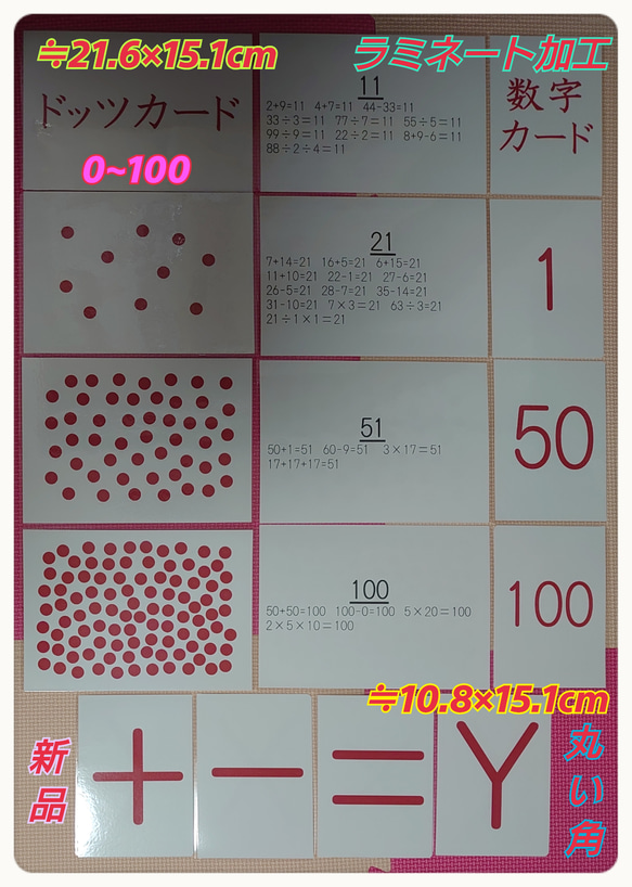 ドッツカード【0〜100】＆数式カード＆数字カード＆算数記号＆教え方カリキュラム 2枚目の画像