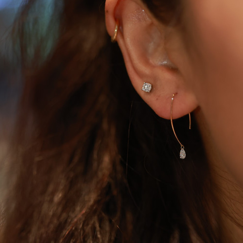 ラボグロウンダイヤモンドピアスk18 ピアス（フック・チェーン  