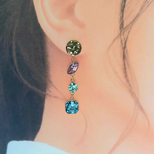 スワロのピアス ピアス レディース 綺麗 ピンクゴールド スワロフスキ- シルバー