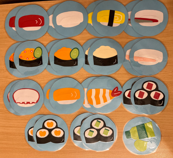 お寿司の絵合わせカード（ラミネート加工済み） 1枚目の画像