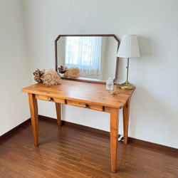 日本製】八角アンティーク調ミラー 立て掛け・壁掛け ドレッサー