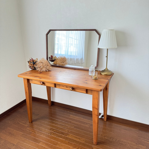 日本製】八角アンティーク調ミラー 立て掛け・壁掛け ドレッサー