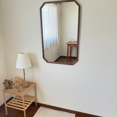 【日本製】八角縦長ミラー　アンティーク調 日本製】全身鏡 八角縦長ミラー アンティーク調ミラー ドレッサー