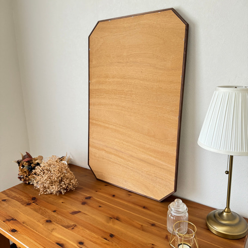 日本製】八角アンティーク調ミラー 立て掛け・壁掛け ドレッサー