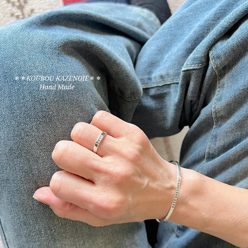 世界に一つ燻し刻印入り◇シンプル槌目リング3mm◇1～30号制作可能