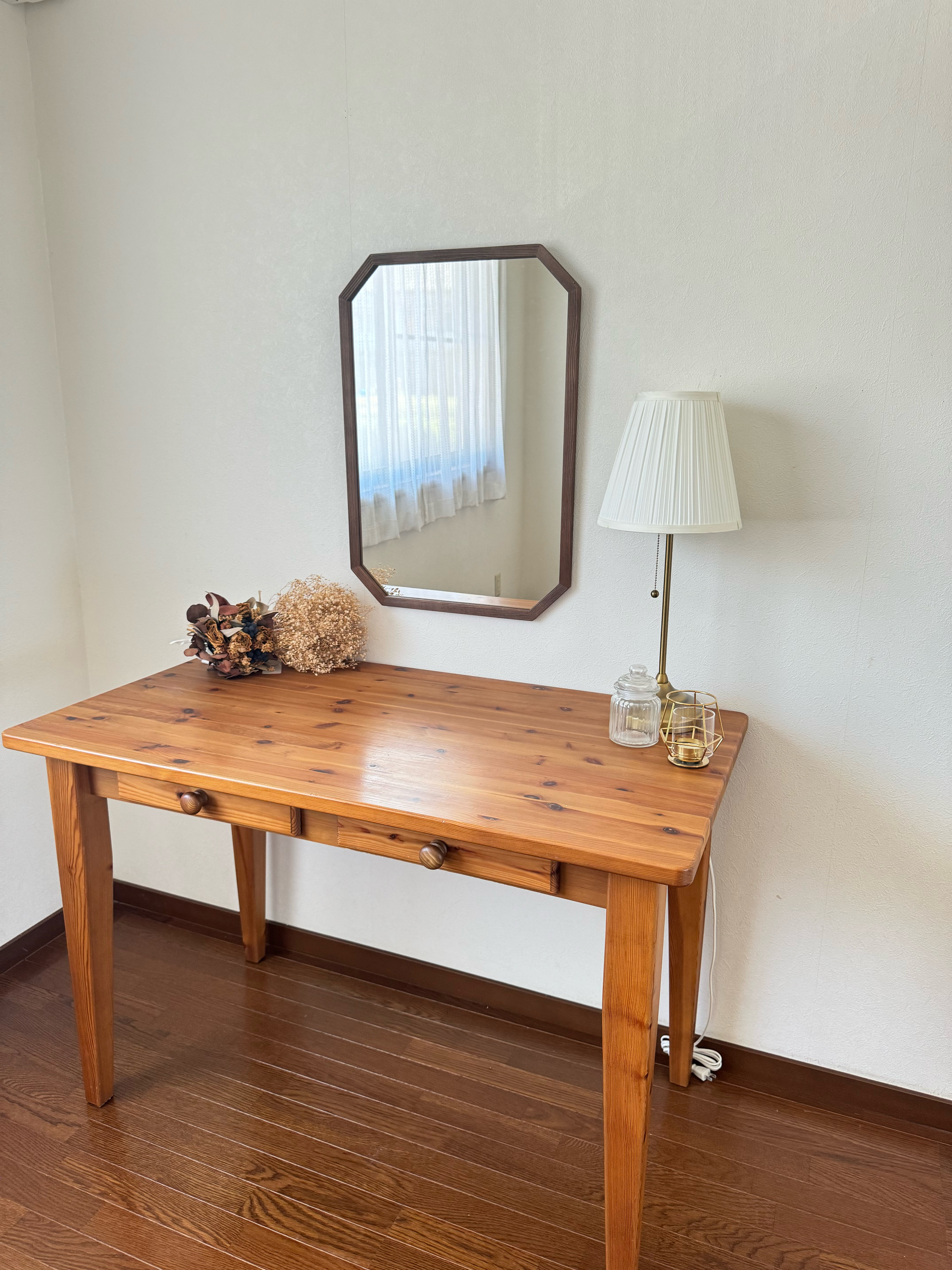 new【日本製】八角アンティーク調ミラー　立て掛け・壁掛け