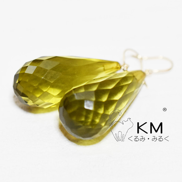 жK18YG 18金 天然リトアニア産グリーンアンバーバラモチーフピアス жK18YG 18金 天然リトアニア産グリーンアンバーバラモチーフピアス