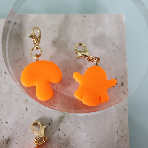 ミニチャーム ねこ オレンジ きのこ おばけ ネオンオレンジ ポリマー