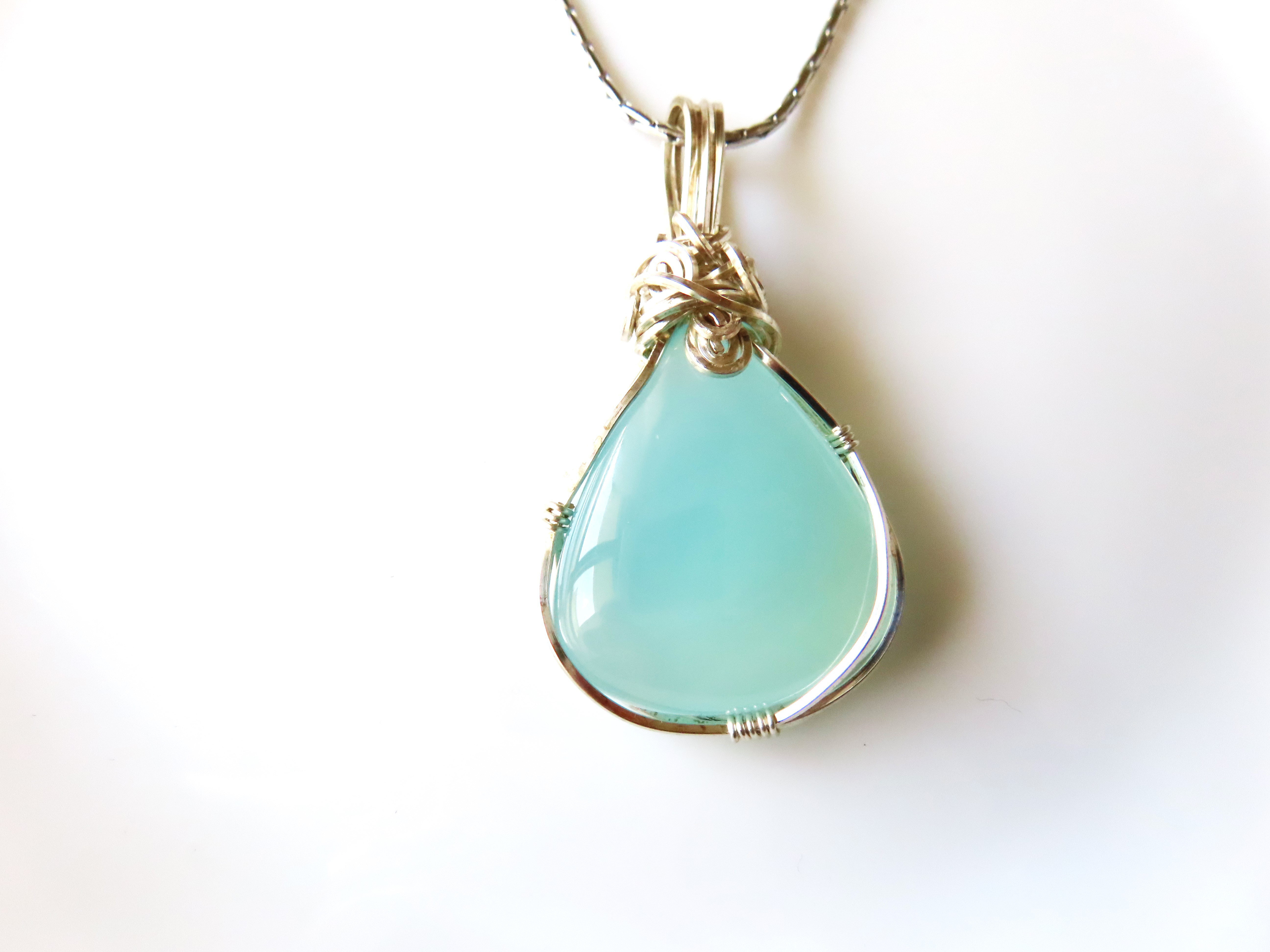 agate アガット　ネックレス　ペンダント　シルバー　シーブルーカルセドニー
