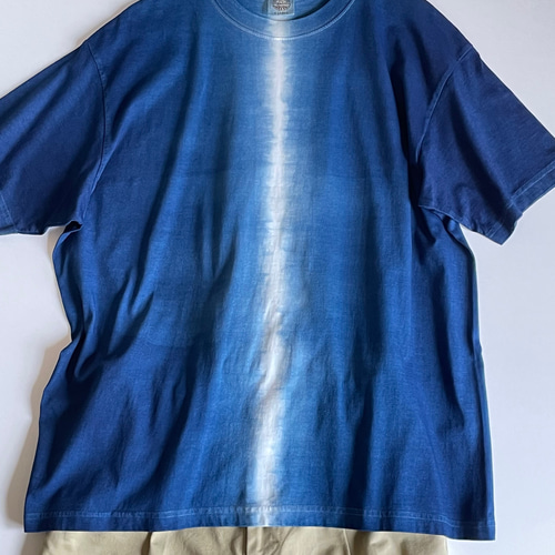 光』グラデーション Tシャツ 半袖 藍染 ユニセックス【受注制作】 T