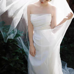フランス式の  ベアトップ  ウエディングドレス  花嫁の高級感サテンのシンプルな気質 マーメイドライン //H016 2枚目の画像
