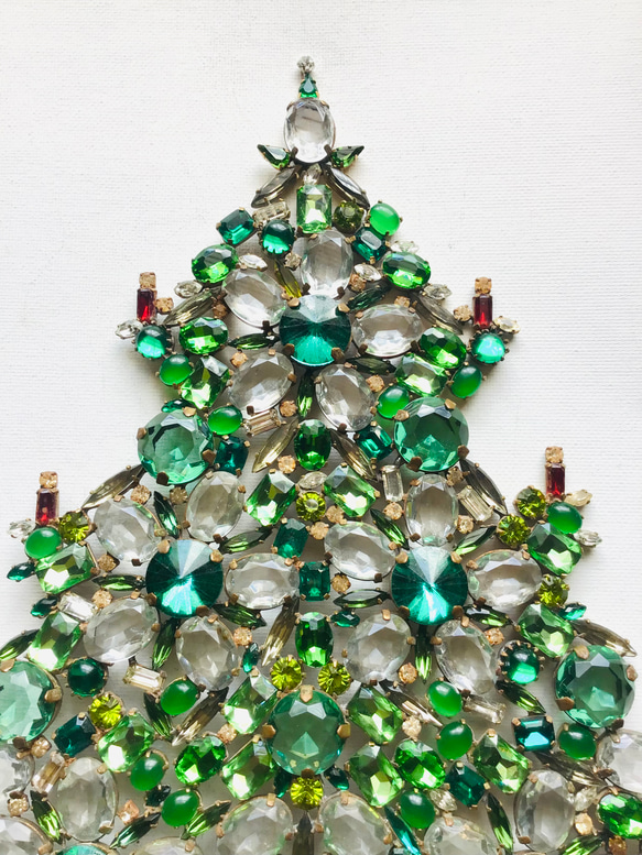 チェコガラス　ビンテージ　クリスマスツリー　ヴィンテージ　チェコ　ラインストーン 5枚目の画像
