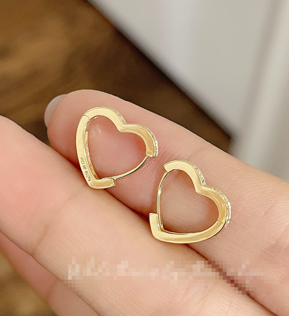 ハート形天然ダイヤモンドピアスk18 ハートピアス