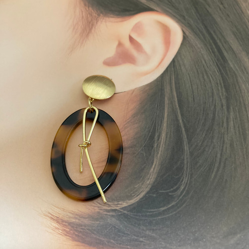 鼈甲風イヤリング&ネックレスのセット