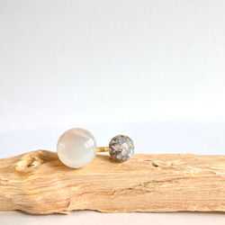 〈優艶〉ムーンストーン × オパール 大ぶりなフォークリング / 天然石 フリーサイズ 指輪 7枚目の画像