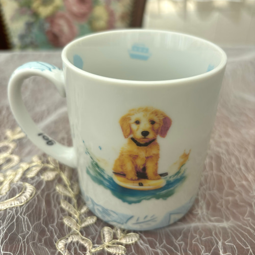 即納！トイプードル！サーフィン！φ16cmメタ皿❤︎ポーセラーツ