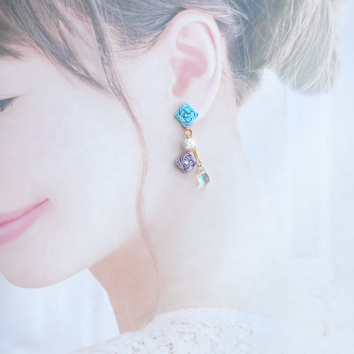 6月誕生日花！ 紫陽花 水引 シンプルアクセサリー《ピアス/イヤリング