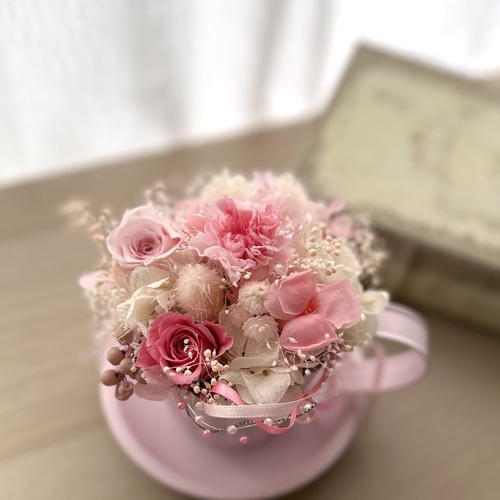 カップアレンジメント「うすもも×プリザ」プリザーブドフラワー