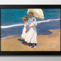 ホアキン ソローリャ、【突風】、新品高級額 額装付、年代物・希少画集画 楽天市場】絵画 インテリア 額入り 壁掛け複製油絵 ホアキン