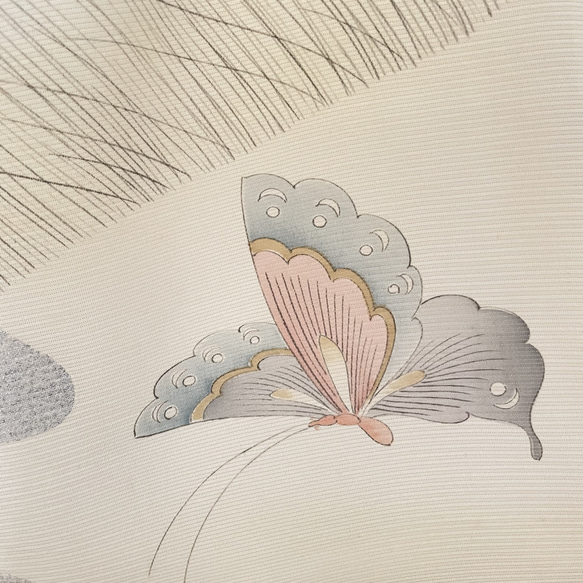 着物リメイクバッグ　蝶々の絽　トートバッグ　サブバッグ　 10枚目の画像