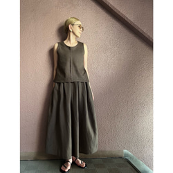 RATA❤️選擇你的長度❣️飄逸美麗❤️腰部修長的長裙❤️橄欖棕色❤️厚實的亞麻混紡❤️ 第2張的照片