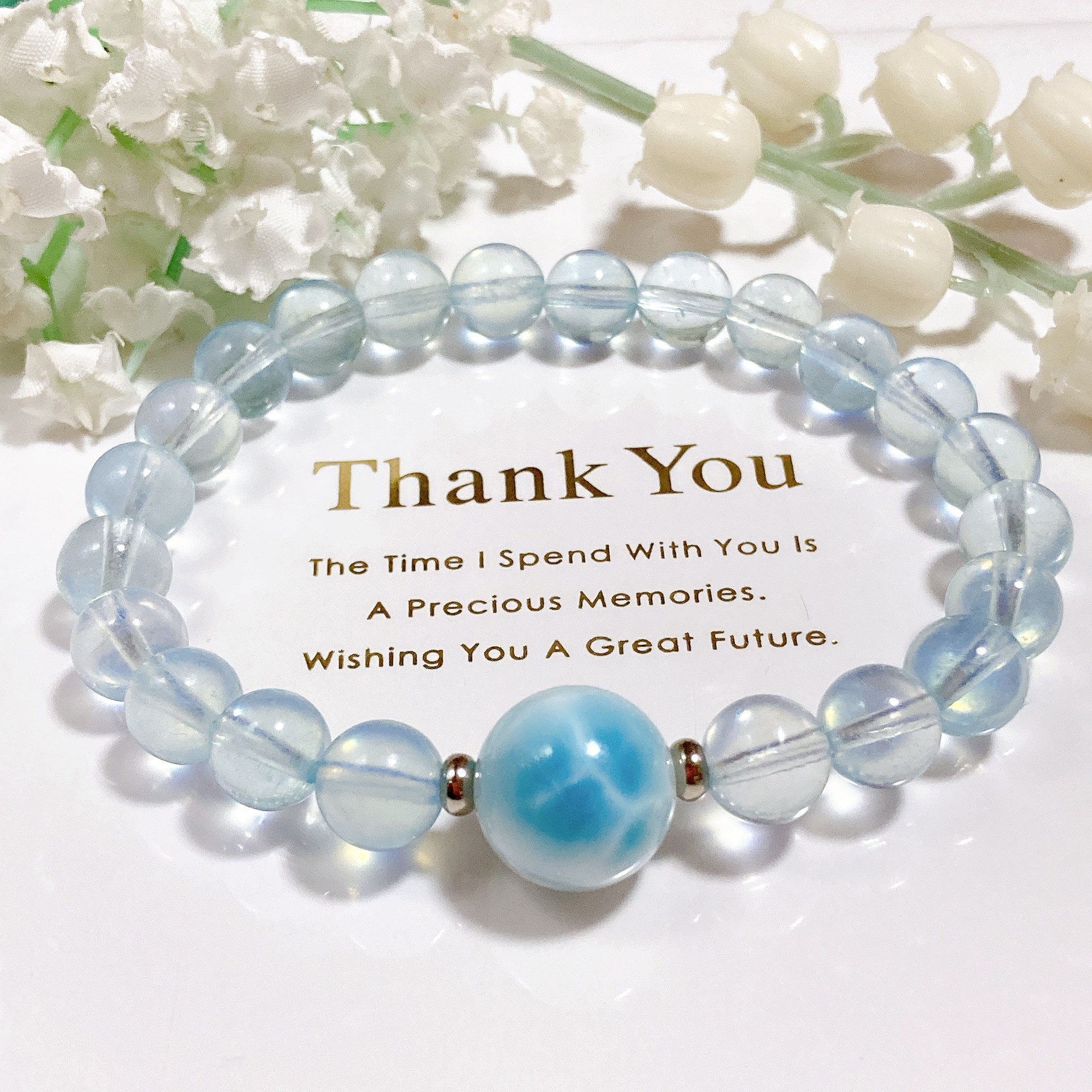 濃い色ラリマーちゃんブラジル産アクアマリン天然石ブレスレット