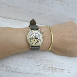 "倭ノ刻手巻一" 旧漢数字(大字)インデックス 手巻きBrass34mm 手作り腕時計 [BHW148] 5枚目の画像