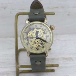 "倭ノ刻手巻一" 旧漢数字(大字)インデックス 手巻きBrass34mm 手作り腕時計 [BHW148] 3枚目の画像