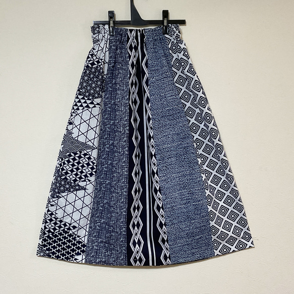 浴衣リメイク Ｄ パッチワーク ギャザースカート  コットン  浴衣スカート 着物リメイク  着物スカート 3枚目の画像
