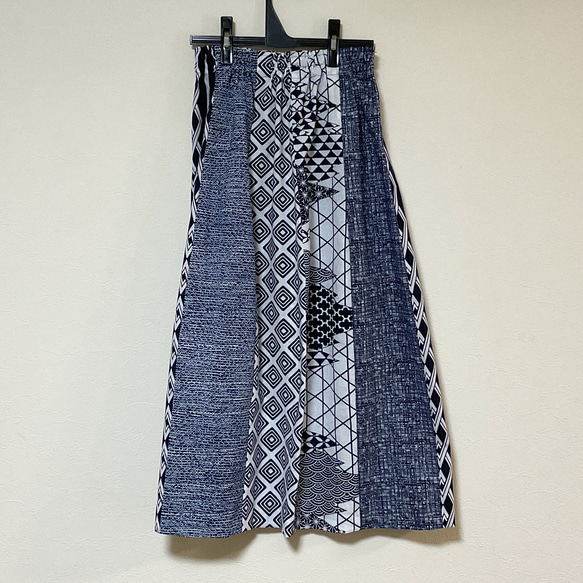 浴衣リメイク Ｄ パッチワーク ギャザースカート  コットン  浴衣スカート 着物リメイク  着物スカート 5枚目の画像