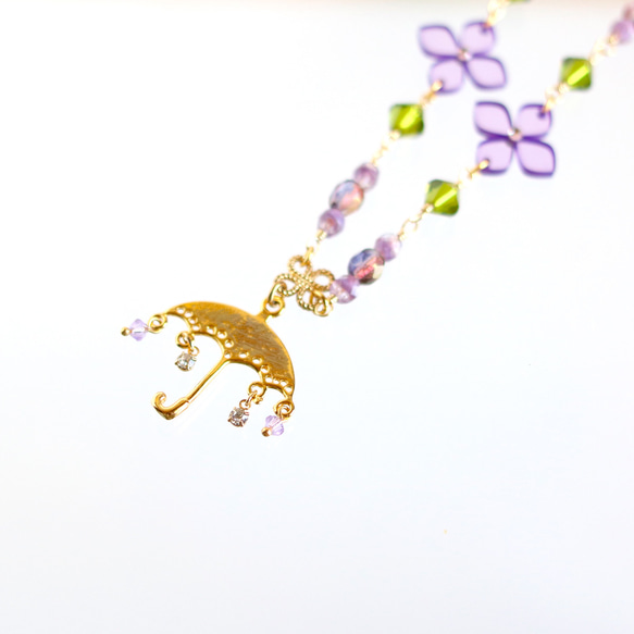 雨の日の紫陽花ネックレス/n342 4枚目の画像